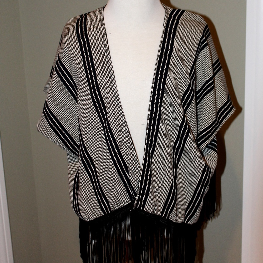 Vintage Havana Print Kimono with Fringe